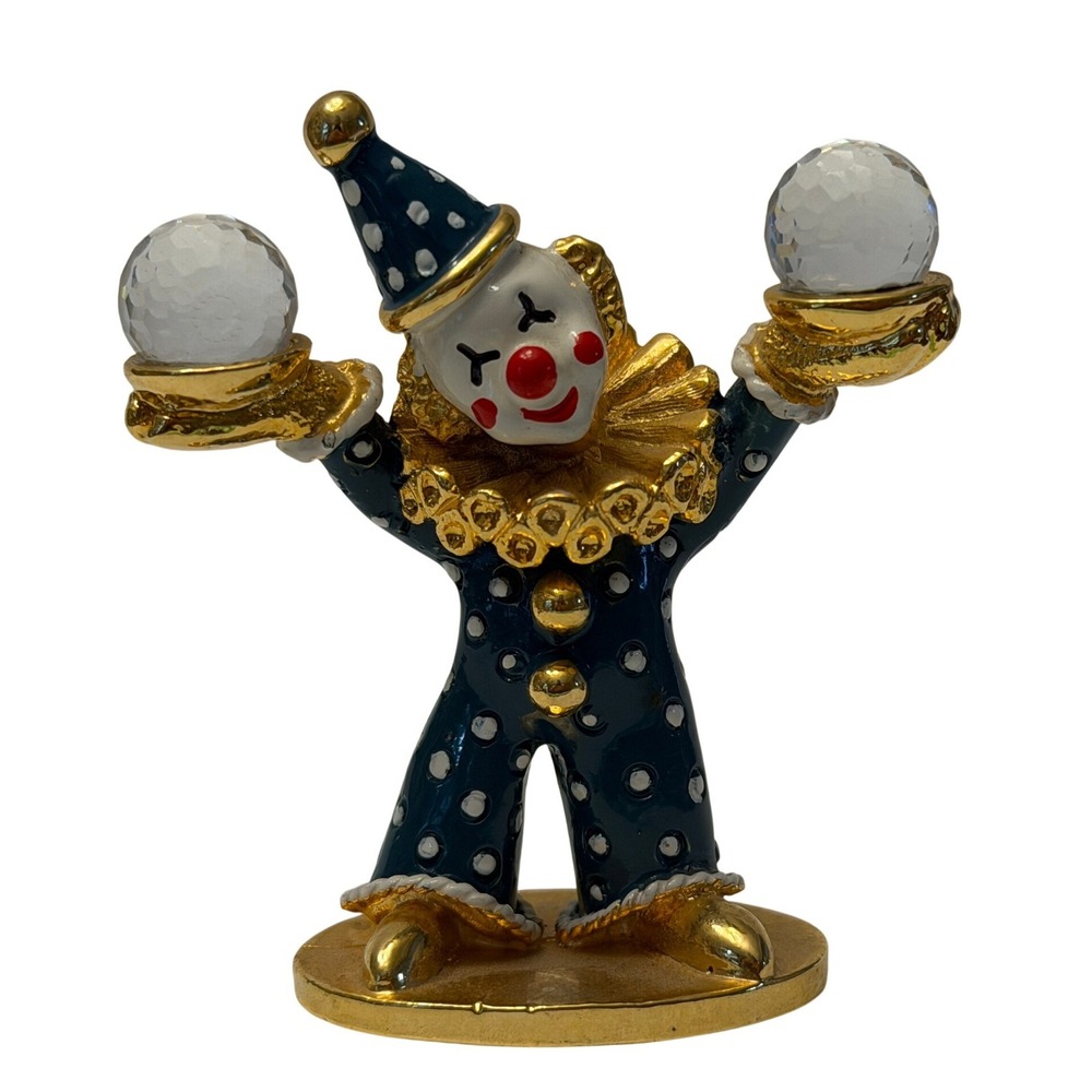 Swarovski Crystal Memories Jester Clown Figurine Blue Enamel Gold Tone CA1647